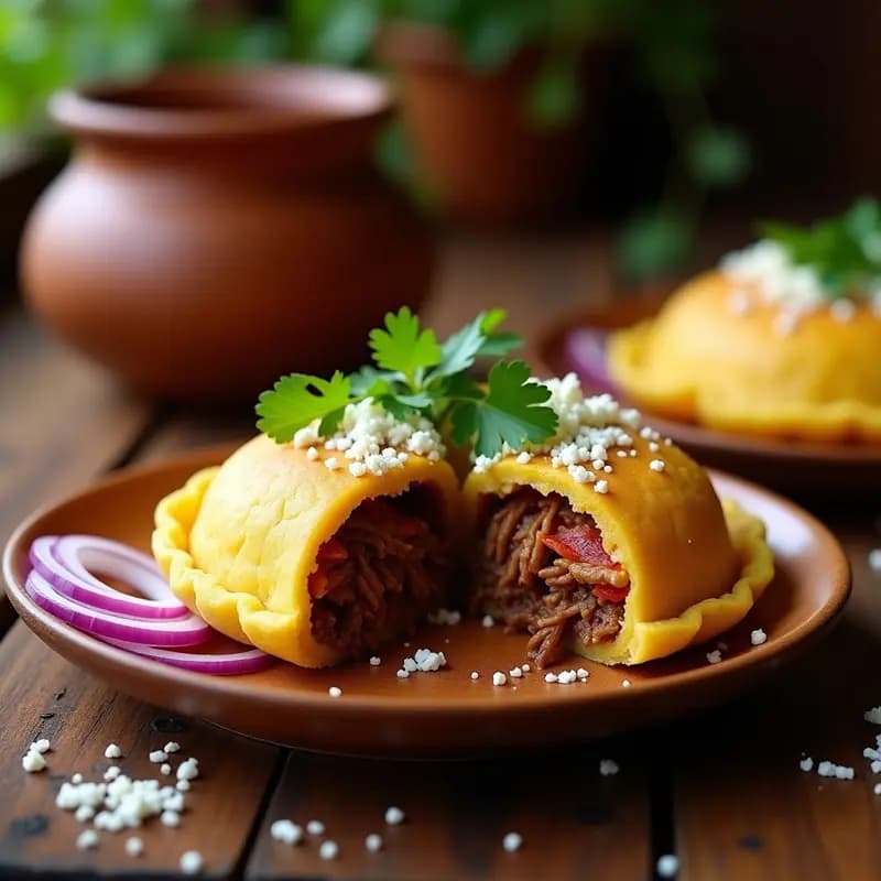 Arepa de Yuca Rellena de Tiritas de Carne Secada: Receta Colombiana-Venezolana en Sartén