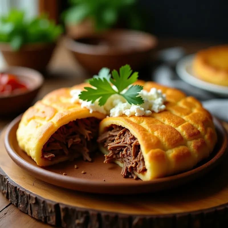 Arepa de Yukón con Relleno de Carne Mechada y Queso Blanco: Receta Venezolana en Airfryer