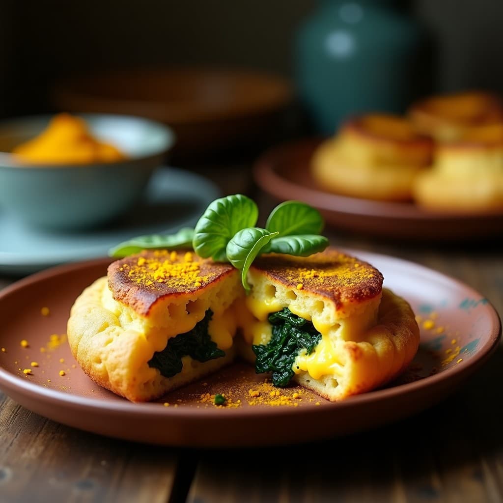 Arepas de Harina de Almendra con Relleno de Queso de Cúrcuma y Espinacas: Receta Venezolana Sin Gluten