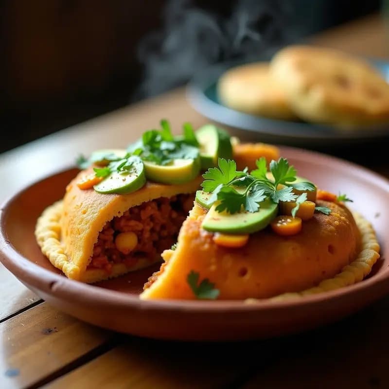Arepas de Harina de Arroz Rellenas de Pabello de Pescado Vegano: Receta Colombiana Sin Gluten