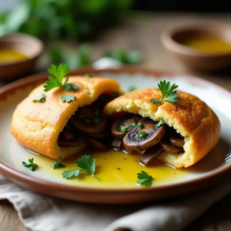 Arepas de Chía y Ñame con Relleno de Champiñones al Ajillo: Receta Colombiana Sin Gluten