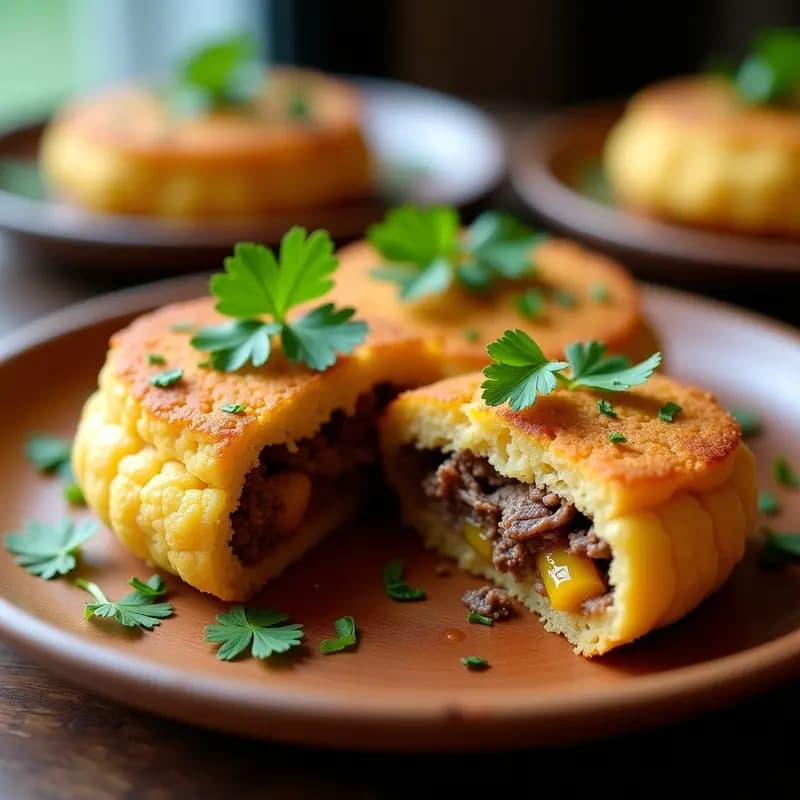 Arepas de Chía y Quinoa Rellenas de Pabello: Desayuno Venezolano Sin Gluten y Ultraproteico