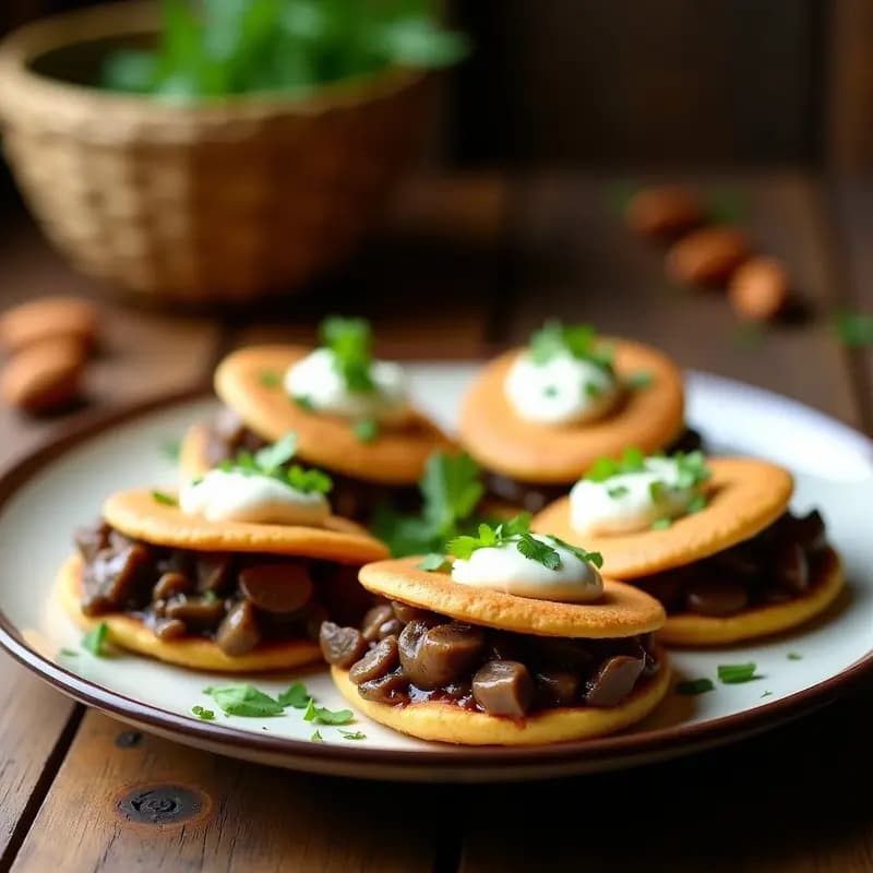 Arepas Colombianas Rellenas de Guiso de Champiñones y Queso de Almendras: Receta Vegana