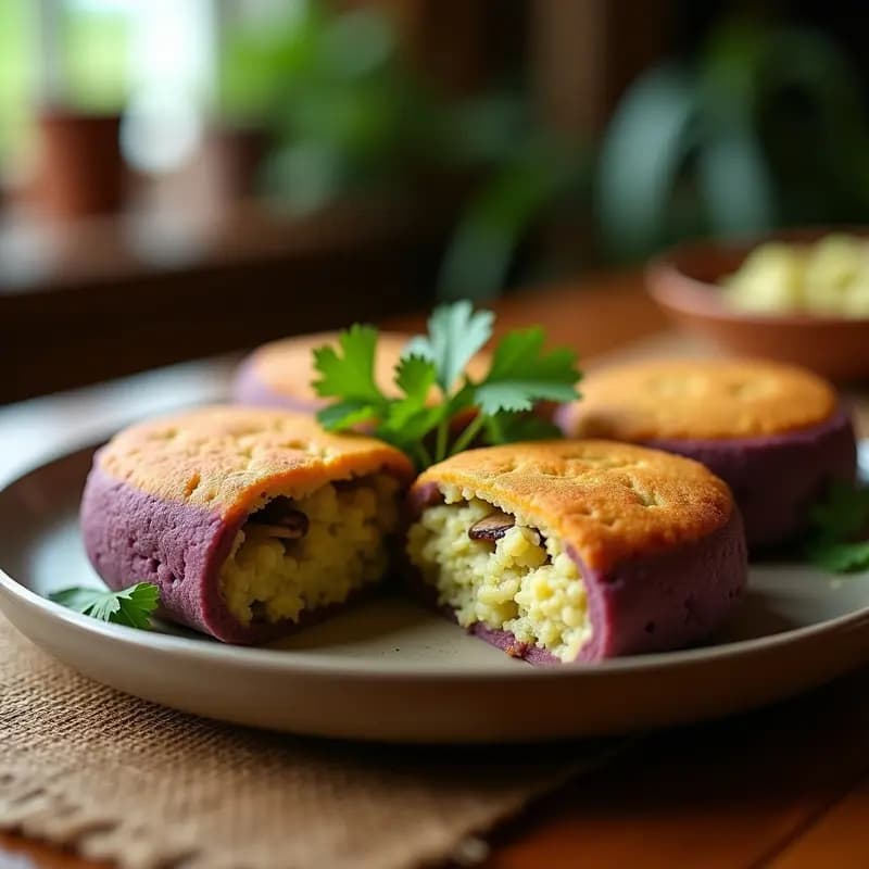 Arepas Dominicanas de Yautía Rellenas de Mofongo de Champiñones: Receta Sin Gluten y Keto