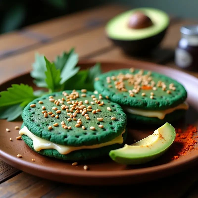 Arepas de Espirulina y Queso de Anacardos: Desayuno Venezolano Superalimento y Vegano