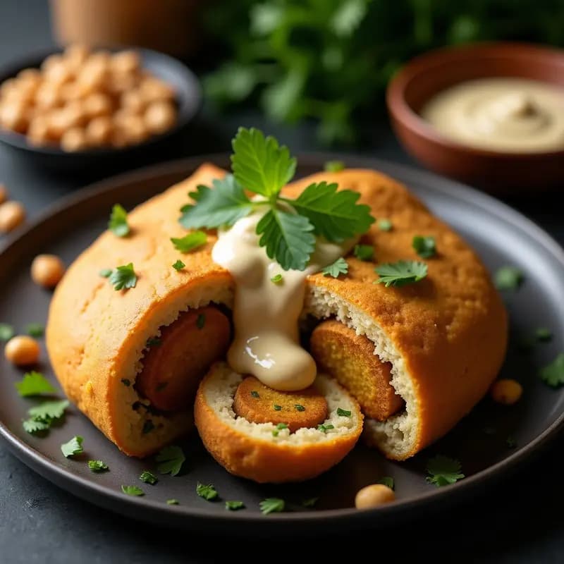 Arepas de Harina de Garbanzo Rellenas de Falafel: Receta Venezolana-Universal Sin Gluten