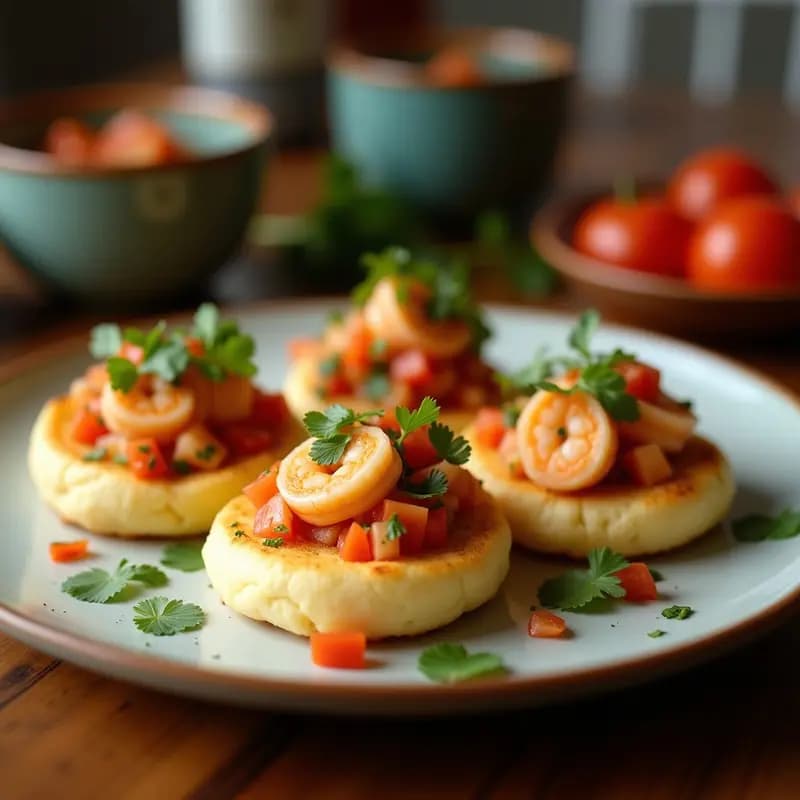 Arepas de Harina de Coco Rellenas de Ceviche de Camarón: Receta Venezolana Sin Gluten