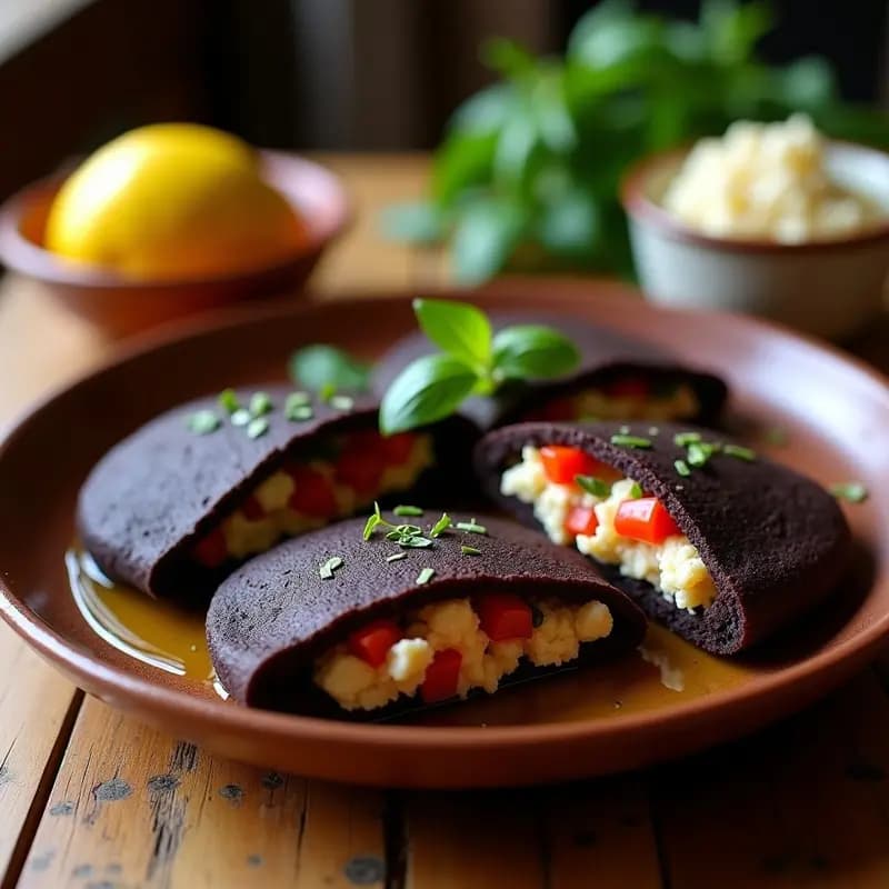 Arepas de Harina de Maíz Negro con Relleno de Queso de Cabra y Pimientos: Receta Venezolana Keto