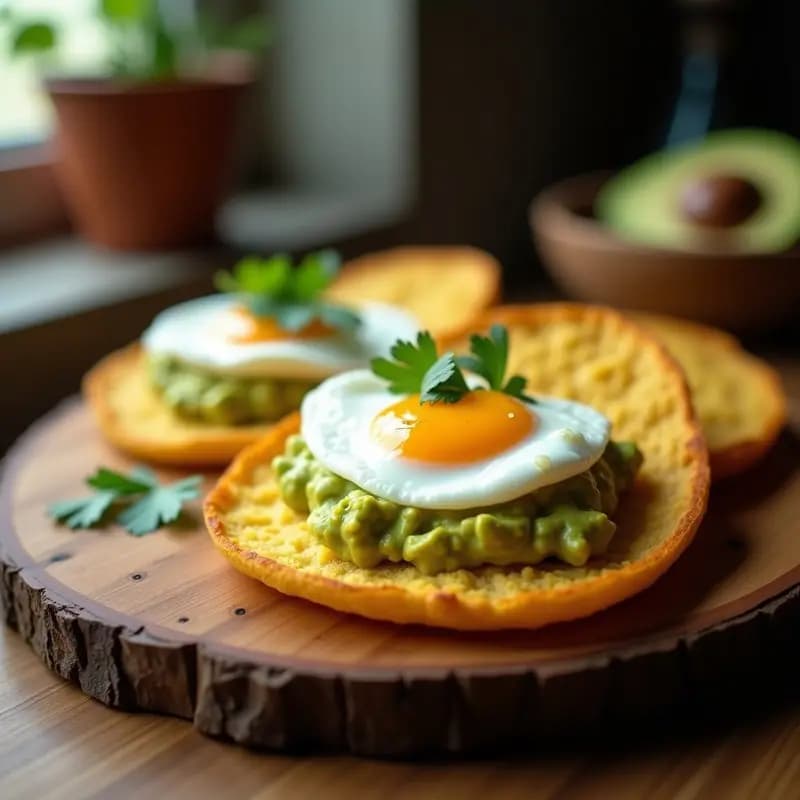 Arepas de Maíz Amarillo con Relleno de Aguacate y Huevo Poché: Desayuno Venezolano en 15 Minutos