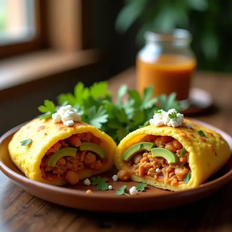 Arepas de Maíz Amarillo con Relleno de Pollo Guisado y Aguacate: Receta Venezolana en Airfryer