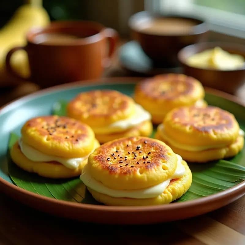 Arepas de Maíz Amarillo con Queso de Guayaba: Desayuno Colombiano Dulce-Salado
