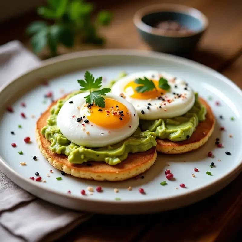 Arepas de Maíz Azul con Aguacate y Huevos Poché: Desayuno Colombiano Gourmet