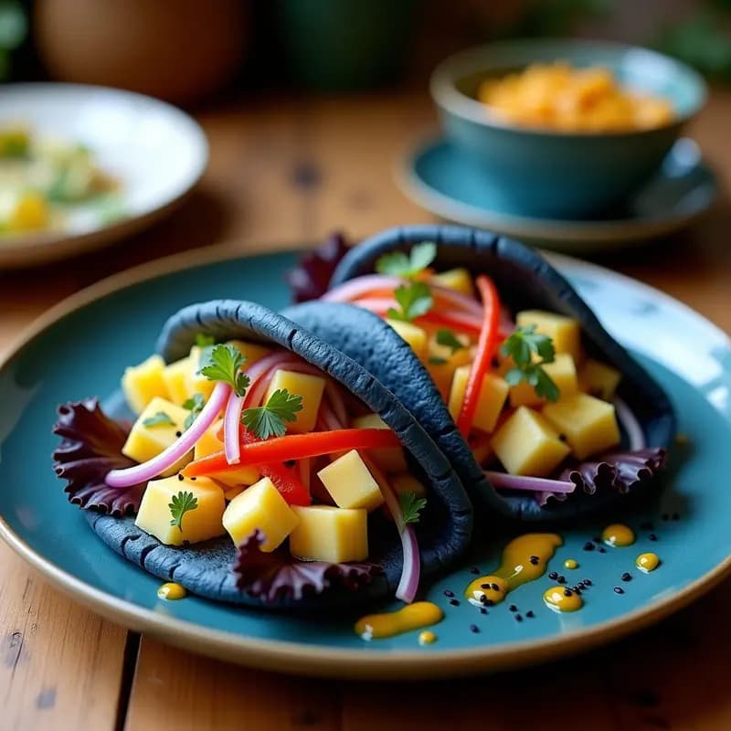 Arepas de Maíz Azul con Ceviche de Corazón de Palma: Receta Venezolana-Peruana Sin Pescado
