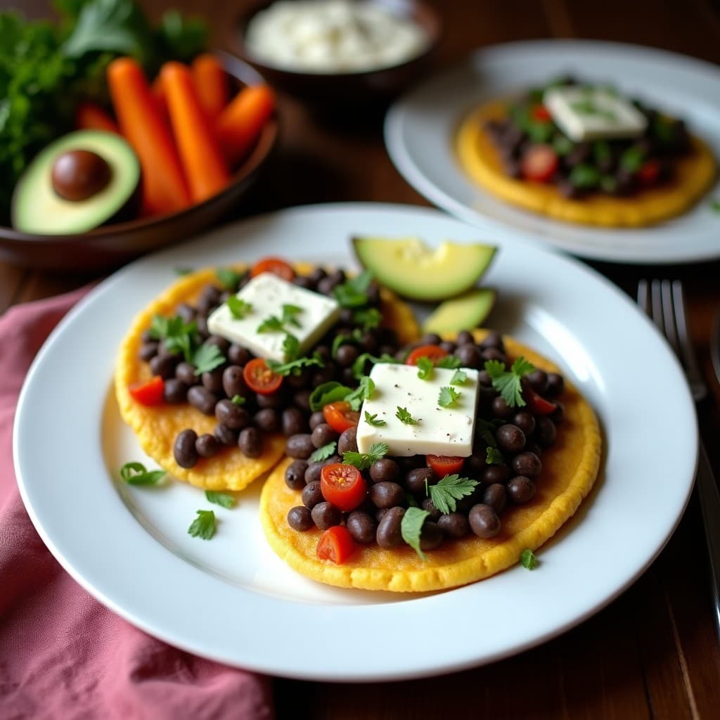 Arepas de Maíz Azul con Relleno de Frijoles Negros y Queso Vegano: Receta Venezolana Auténtica