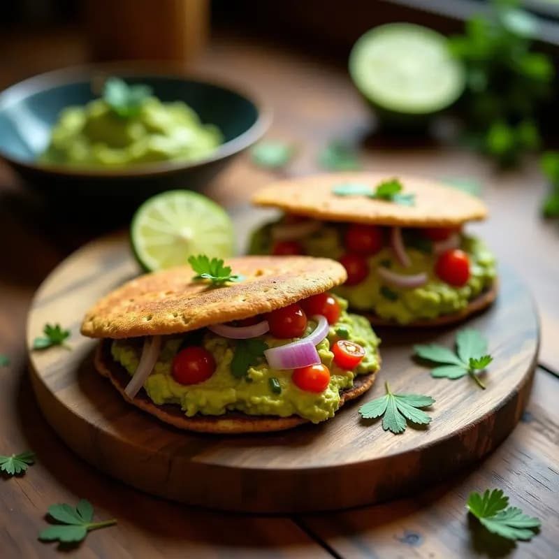 Arepas de Maíz Azul con Guacamole y Chipotle: Receta Colombiana Vegana y Sin Gluten