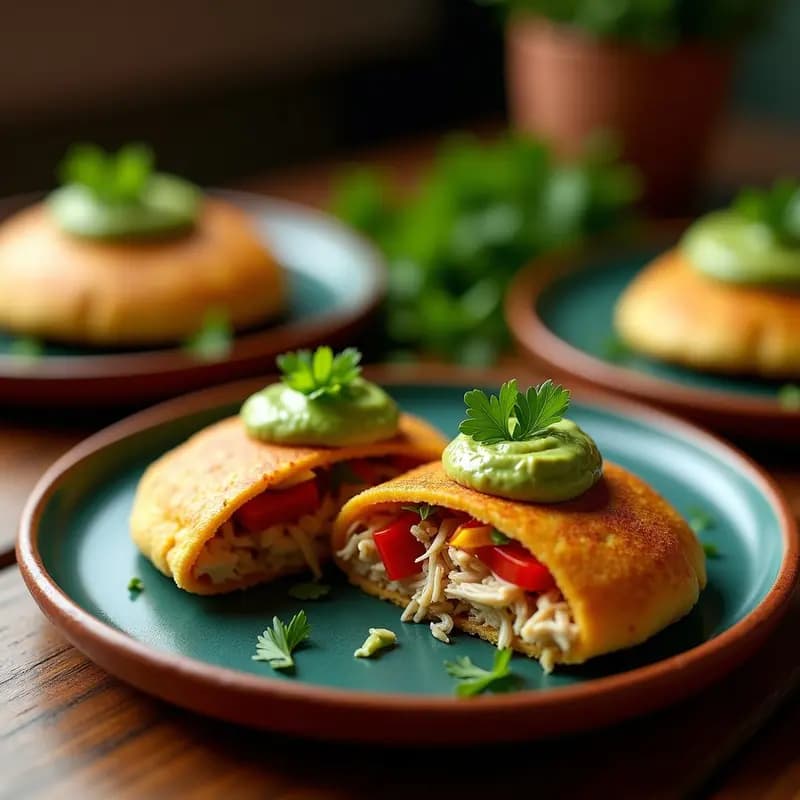 Arepas de Maíz Azul con Guasacaca y pollo desmechado: Receta Venezolana en Airfryer