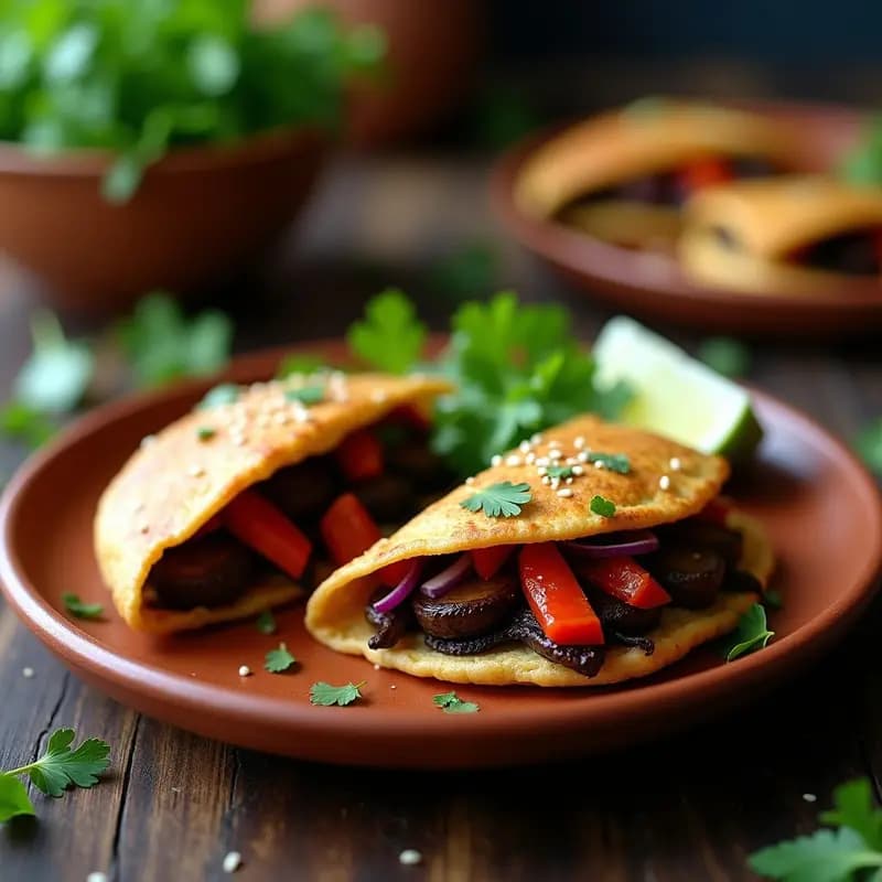 Arepas Colombianas de Maíz Azul Rellenas de Hongos Portobello: Receta Vegana y Antiinflamatoria