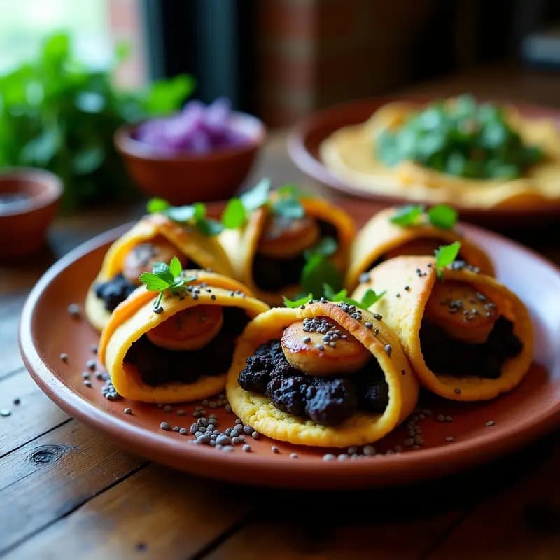 Arepas de Maíz Azul Rellenas de Huitlacoche: Receta Mexicana Vegana y Sin Gluten