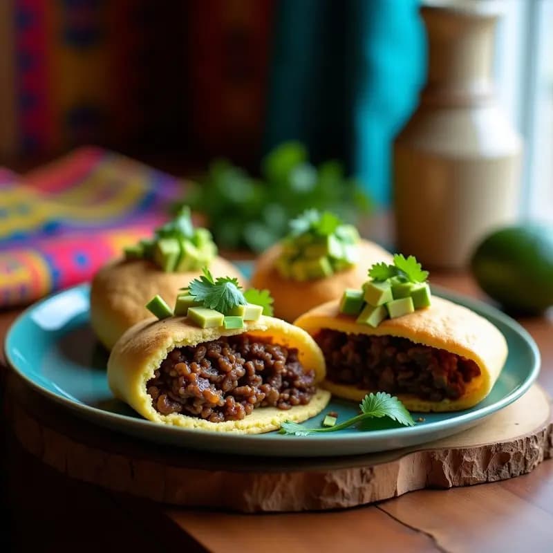 Arepas de Maíz Azul Rellenas de Pabello de Res Vegano: Receta Colombiana en Airfryer