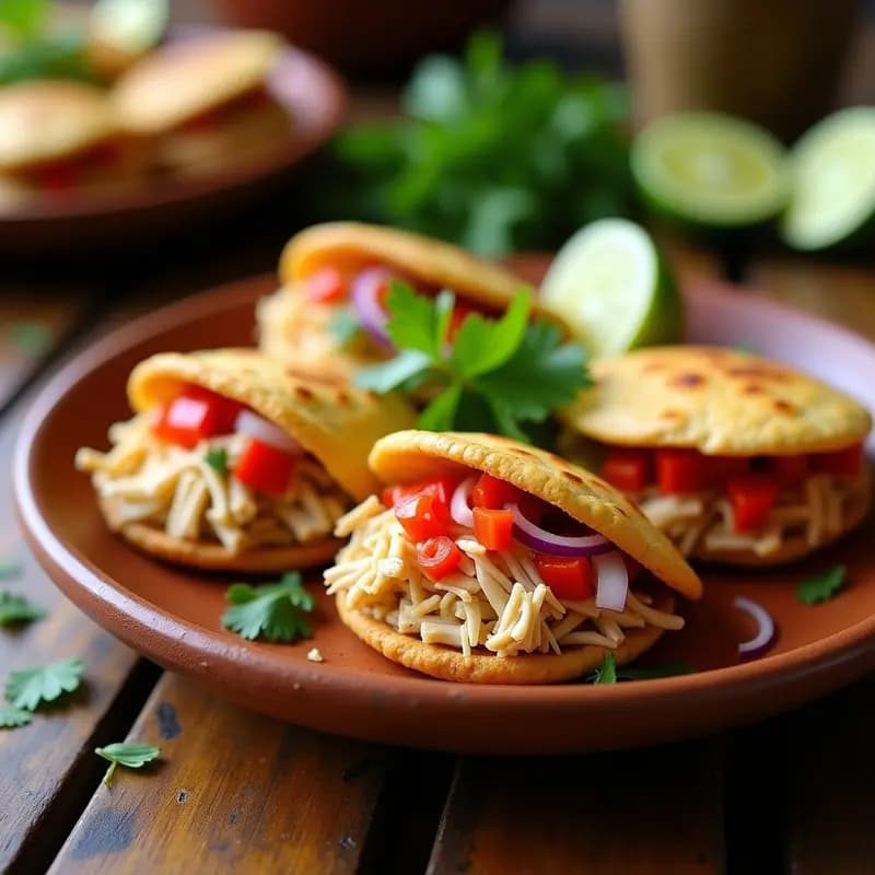 Arepas de Maíz Azul con Relleno de Pollo Desmenuzado: Receta Colombiana Sin Gluten