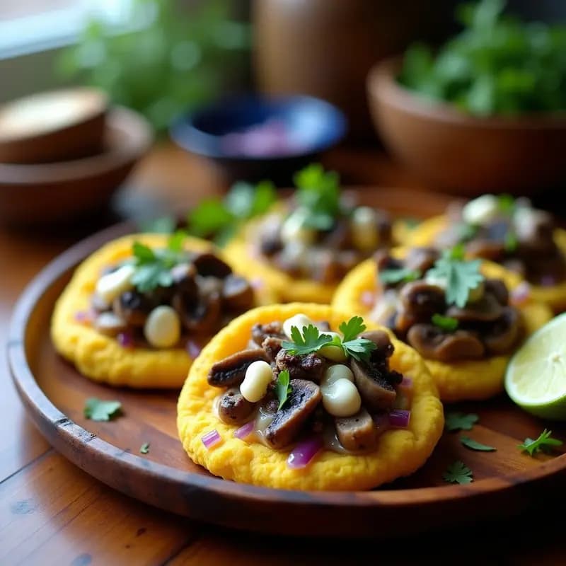 Arepas de Maíz Azul con Relleno de Queso y Champiñones: Receta Colombiana en Airfryer