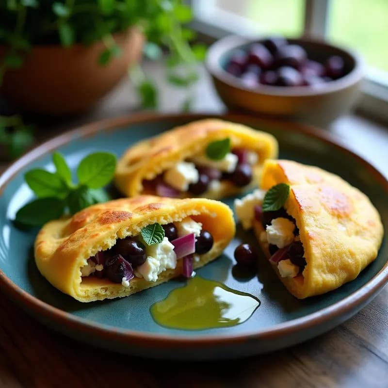 Arepas de Maíz Azul con Relleno de Queso Feta y Aceitunas Kalamata: Receta venezolana gourmet