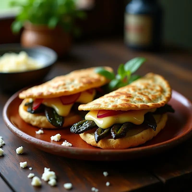 Arepas de Maíz Azul Rellenas de Queso Oaxaca y Rajas: Receta Venzolana-Mexicana Fusion