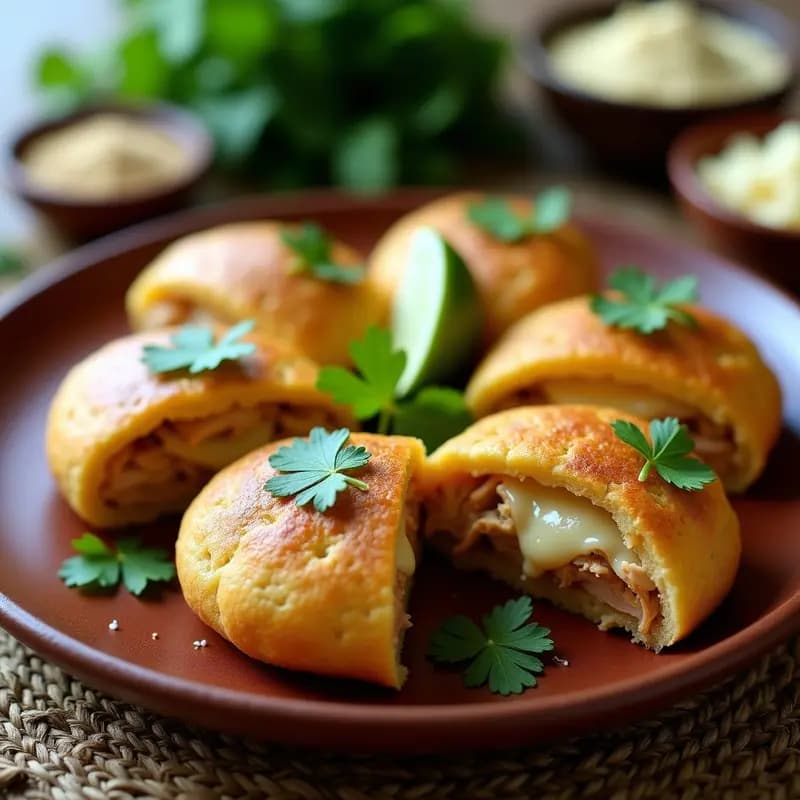 Arepas de Maíz Azul Rellenas de Queso Guayanes y Pollo Desmenuzado: Receta Colombiano-Venezolana