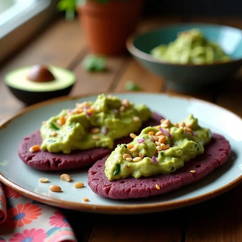 Arepas de Maíz Morado con Guacamole y Chipotle: Receta Venezolana Antiinflamatoria y Colorida