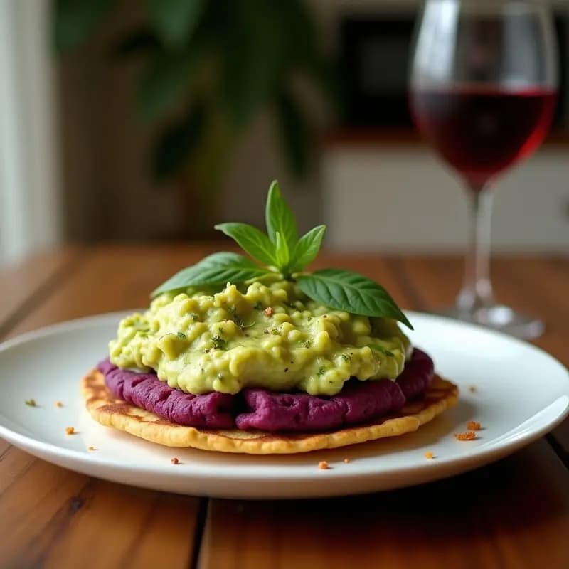Arepas de Maíz Morado con Guasacaca de Aguacate y Espinacas: Receta Venezolana Vegana y Colorida