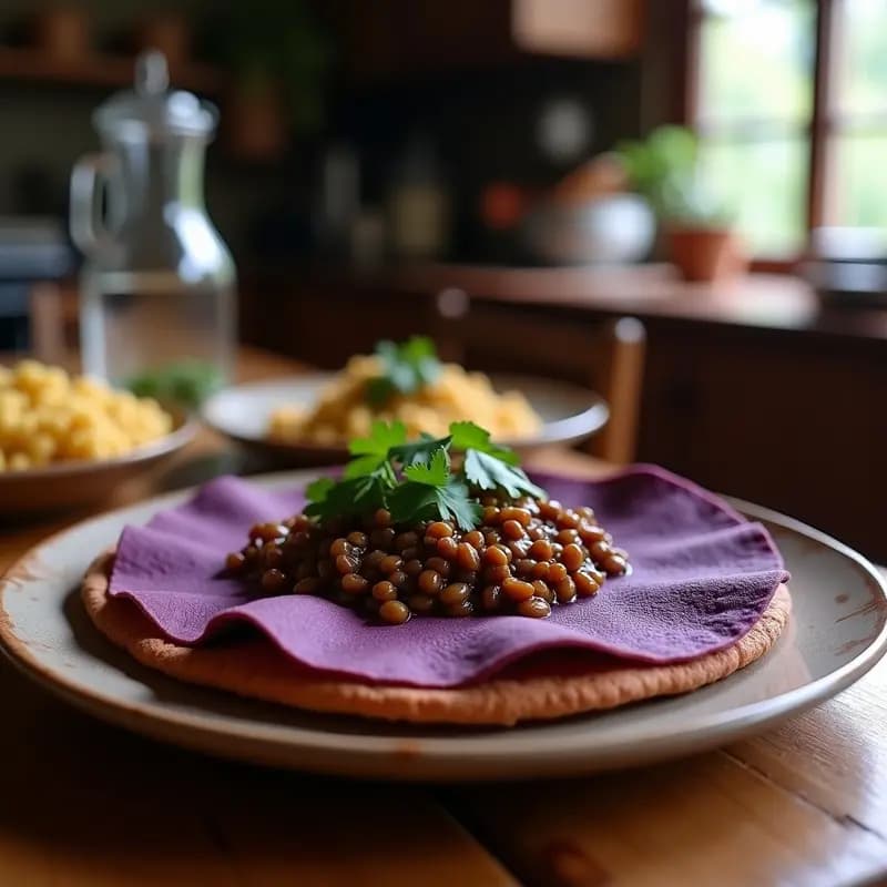 Arepas de Maíz Morado con Guiso de Lentejas: Receta Venezolana Vegana y Alta en Hierro