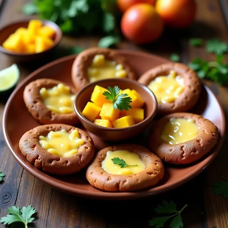 Arepas de Maíz Morado con Queso de Cajuela y Salsa de Mango: Receta Colombiana Sin Gluten