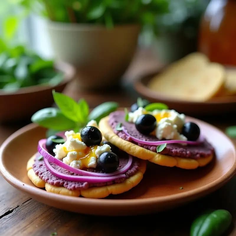 Arepas de Maíz Morado y Queso Feta: Receta Venezolana-Griega con Toque Único