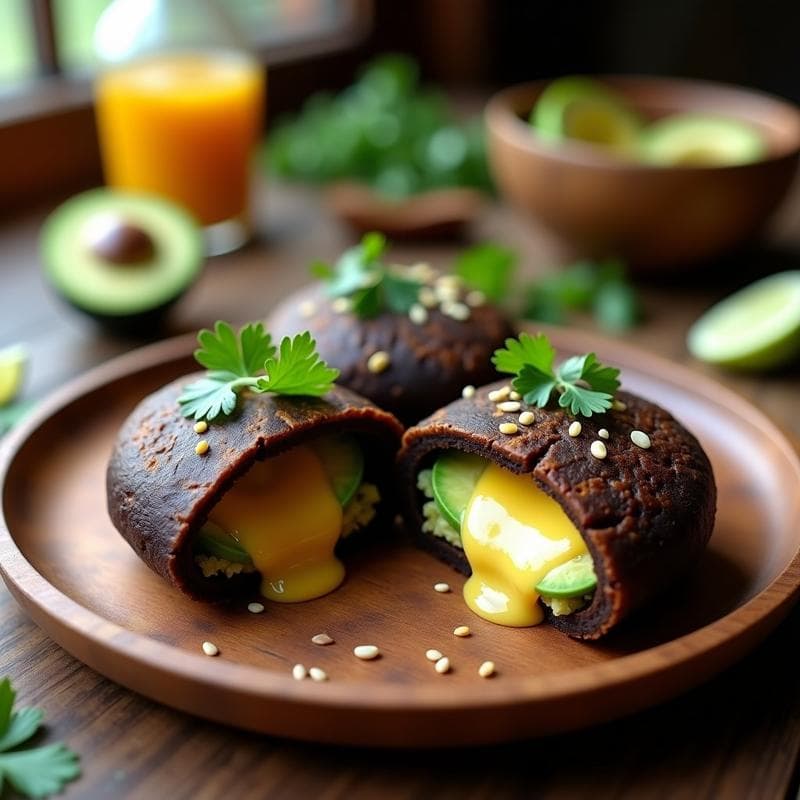 Arepas de Maíz Negro Rellenas de Queso y Aguacate: Receta Venezolana en Airfryer