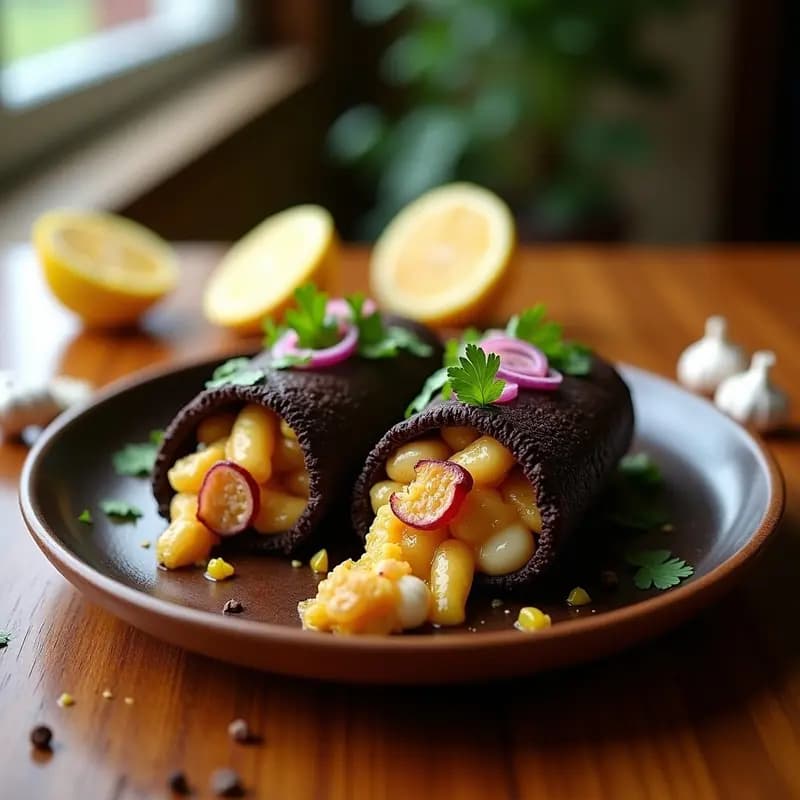 Arepas de Maíz Negro con Relleno de Pulpo al Ajillo: Receta Colombiana Gourmet en Airfryer