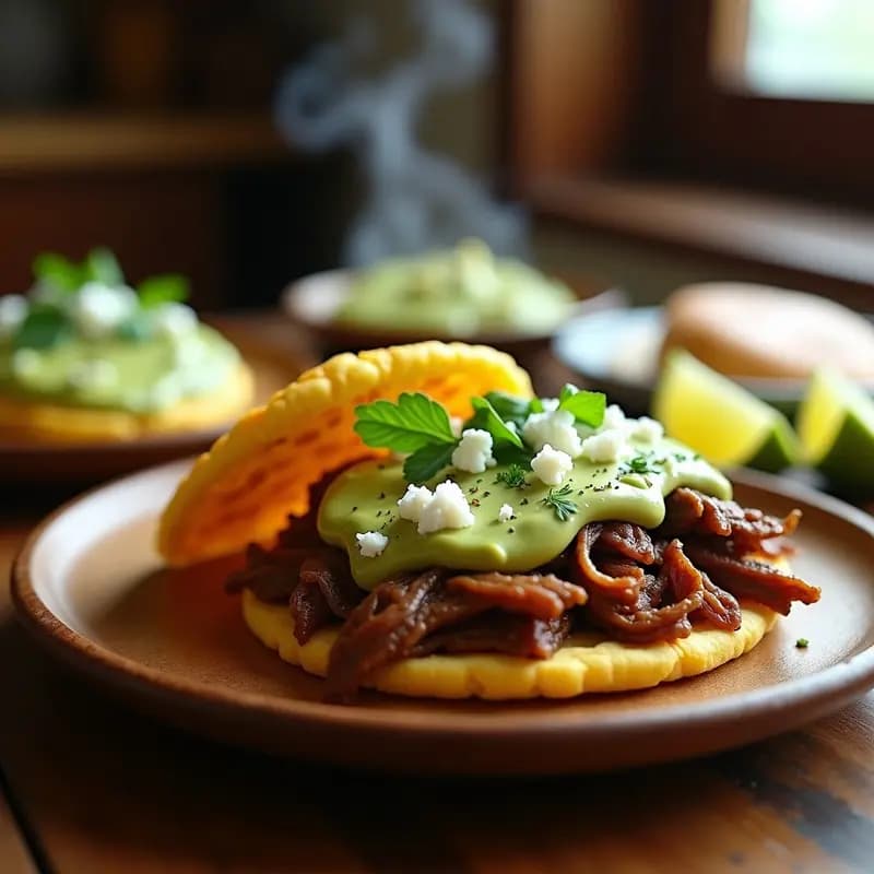 Arepas de Maíz Tierno con Guasacaca y Carne Desmechada: Receta Venezolana en 25 Minutos