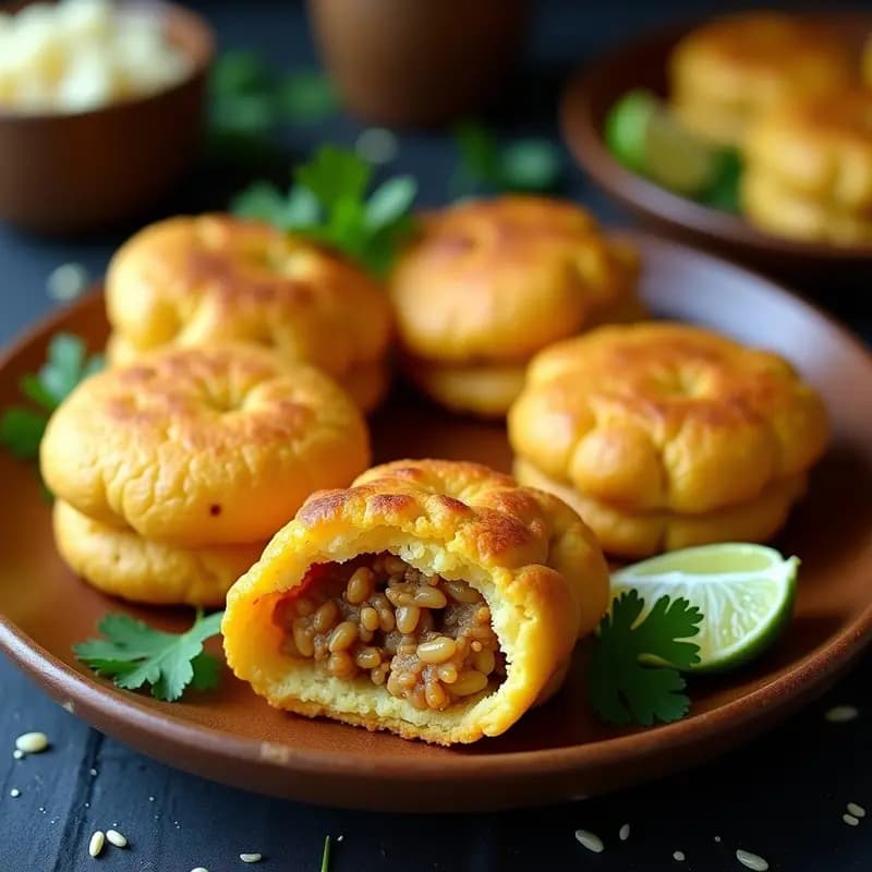 Arepas de Maíz Tostado Rellenas de Carimañola: Receta Colombiana Fusion Crujiente