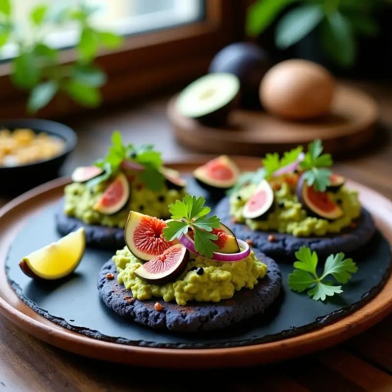 Arepas de Maíz Azul con Guacamole y Higos: Entrante Colombiano sin Gluten