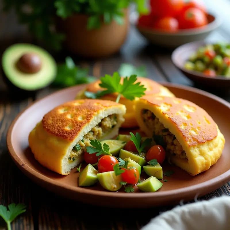 Arepas de Ñame Rellenas de Salsa de Aguacate y Tomate: Receta Colombiana Sin Gluten en Airfryer