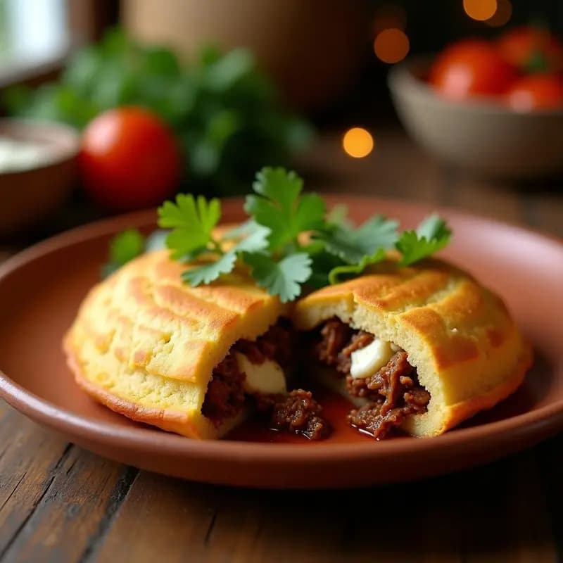 Arepas de Ñame Rellenas de Carne Desmechada y Queso de Cabra: Receta Colombiana Gourmet