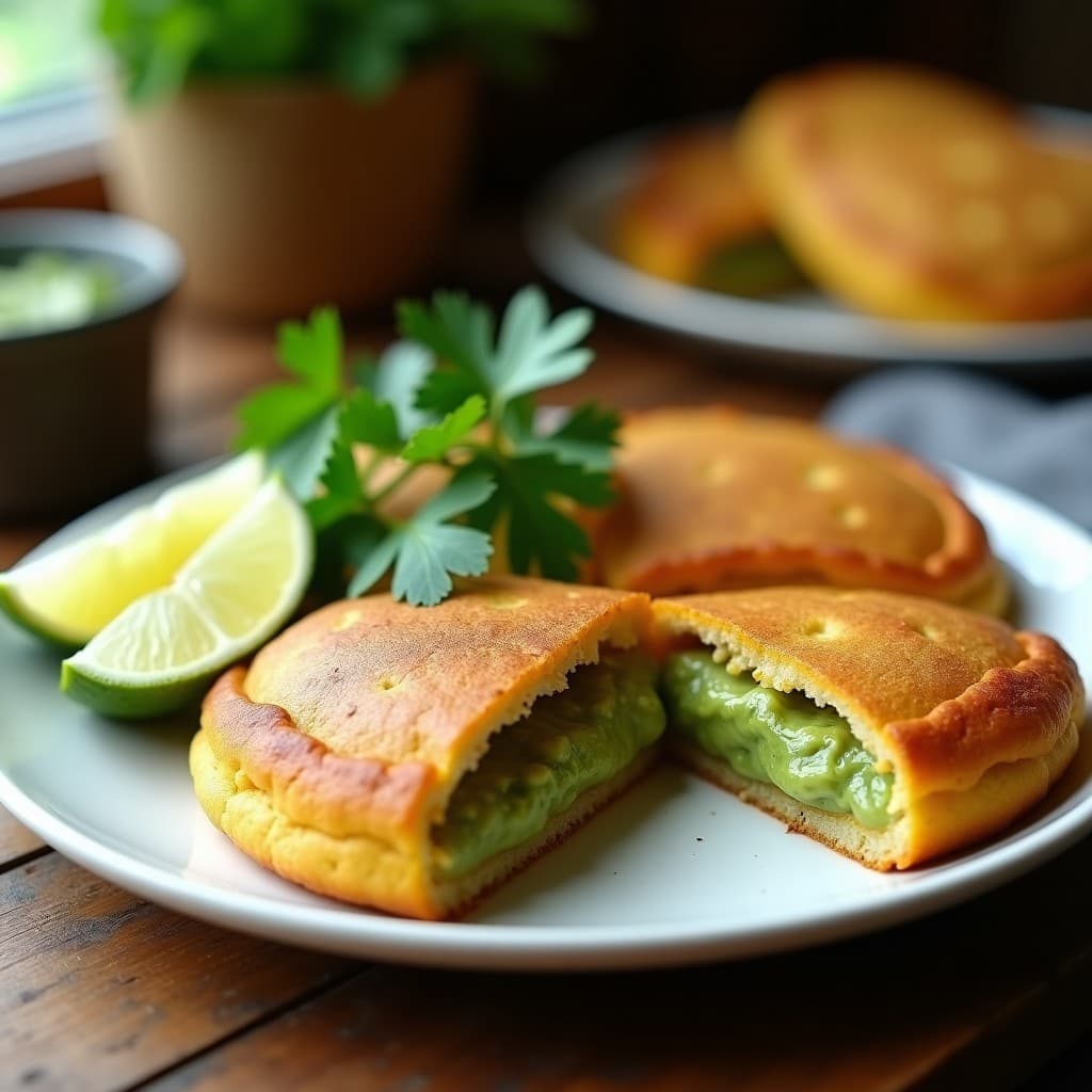 Arepas de Ñame y Semillas de Chía con Relleno de Guasacaca: Desayuno Sin Gluten y Vegano