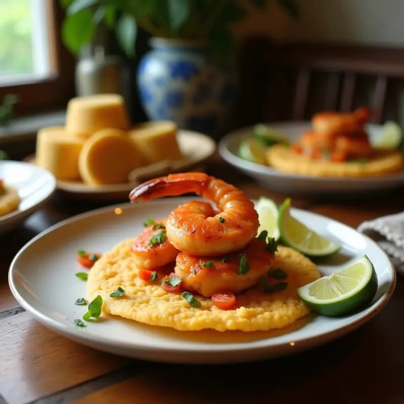 Arepas de Ñame y Coco Rellenas de Camarones al Ají: Fusión Caribeña en Airfryer