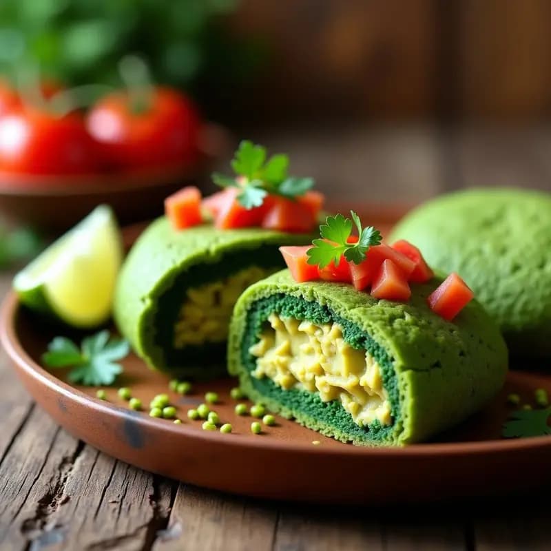 Arepas de Ñame y Espirulina: Receta Colombiana Vegana con Relleno de Guacamole y Tomate