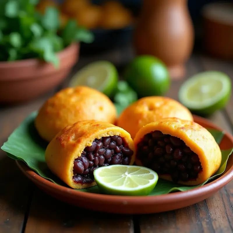 Arepas de Ñame Rellenas de Frijoles Negros: Receta Caribeña Vegana y Sin Harina