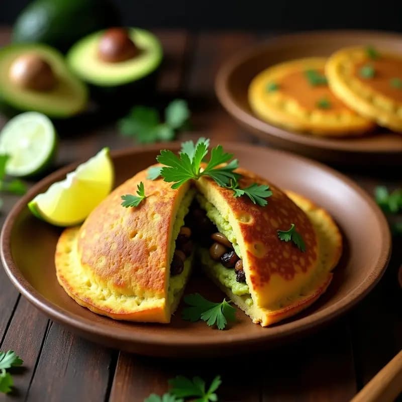 Arepas de Ñame Rellenas de Guacamole y Champiñones Salteados: Receta Colombiana Sin Gluten