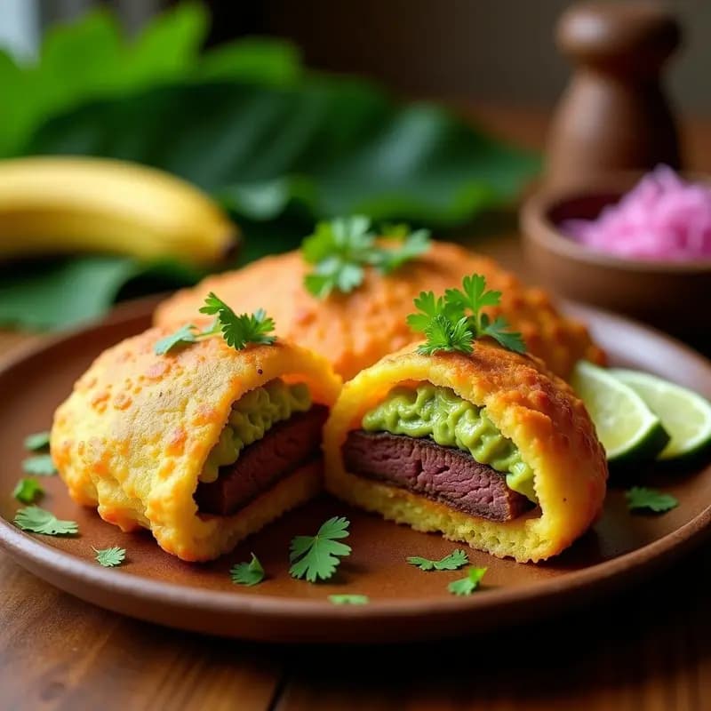 Arepas de Ñame Rellenas de Guacamole y Bife de Seitan: Receta Caribeña Sin Gluten