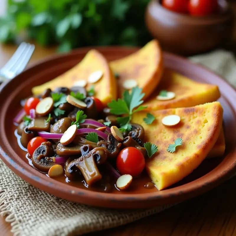 Arepas de Ñame con Guiso de Champiñones y Cebolla Caramelizada: Receta Colombiana Sin Gluten