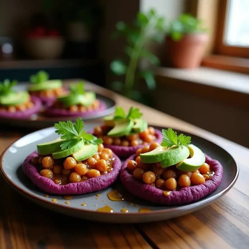 Arepas de Ñame Morado con Relleno de Garbanzos y Aguacate: Receta Colombiana Sin Maíz