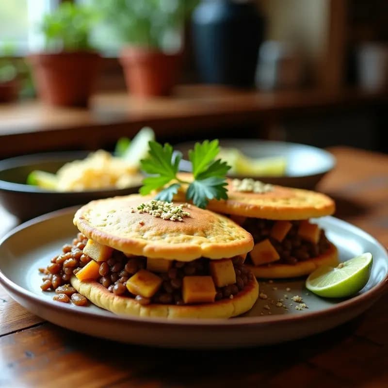 Arepas Venezuelanas de Ñame Rellenas de Pabellón Vegano: Receta Sin Gluten y Alta en Fibra