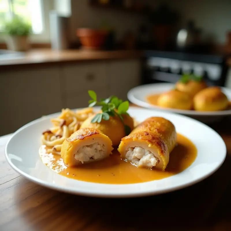 Arepas de Ñame Rellenas de Pollito en Salsa de Coco: Receta Caribeña Sin Gluten